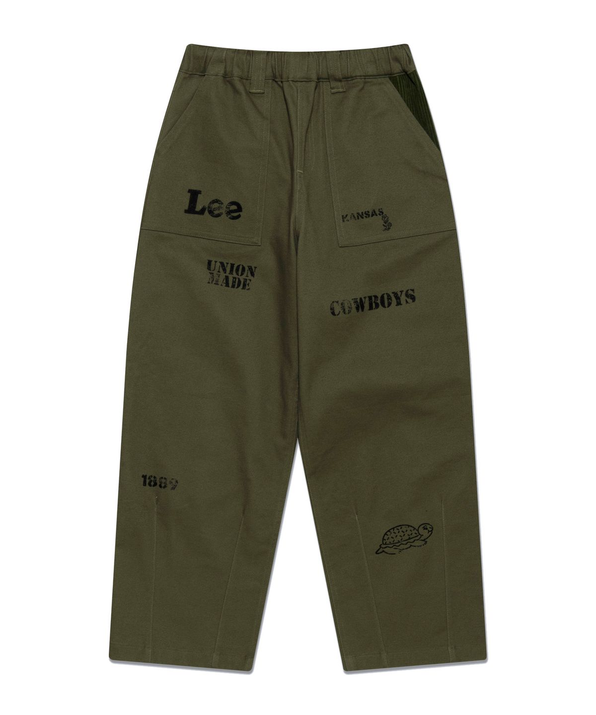 리 키즈(LEE KIDS) 크렉 로고 세미와이드핏 배기 팬츠 카키 LK2403PT41KH