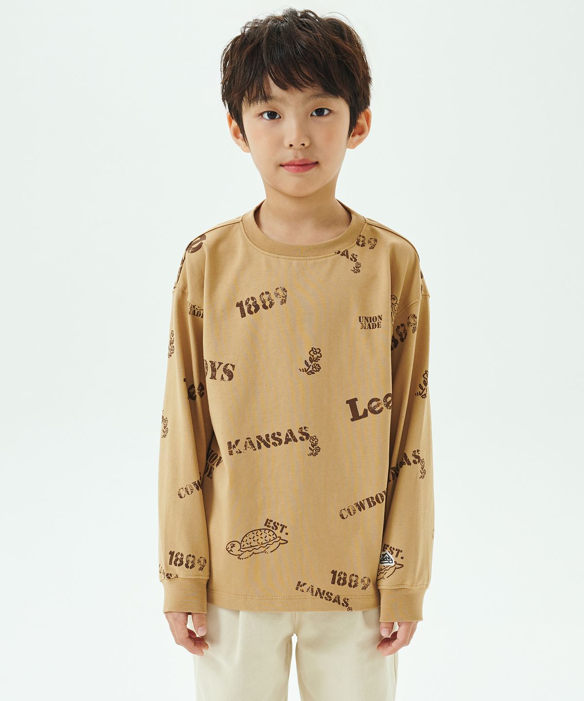 리 키즈(LEE KIDS) 스케터 울오버 싱글 루즈핏 티셔츠 베이지 LK2403LT41BE