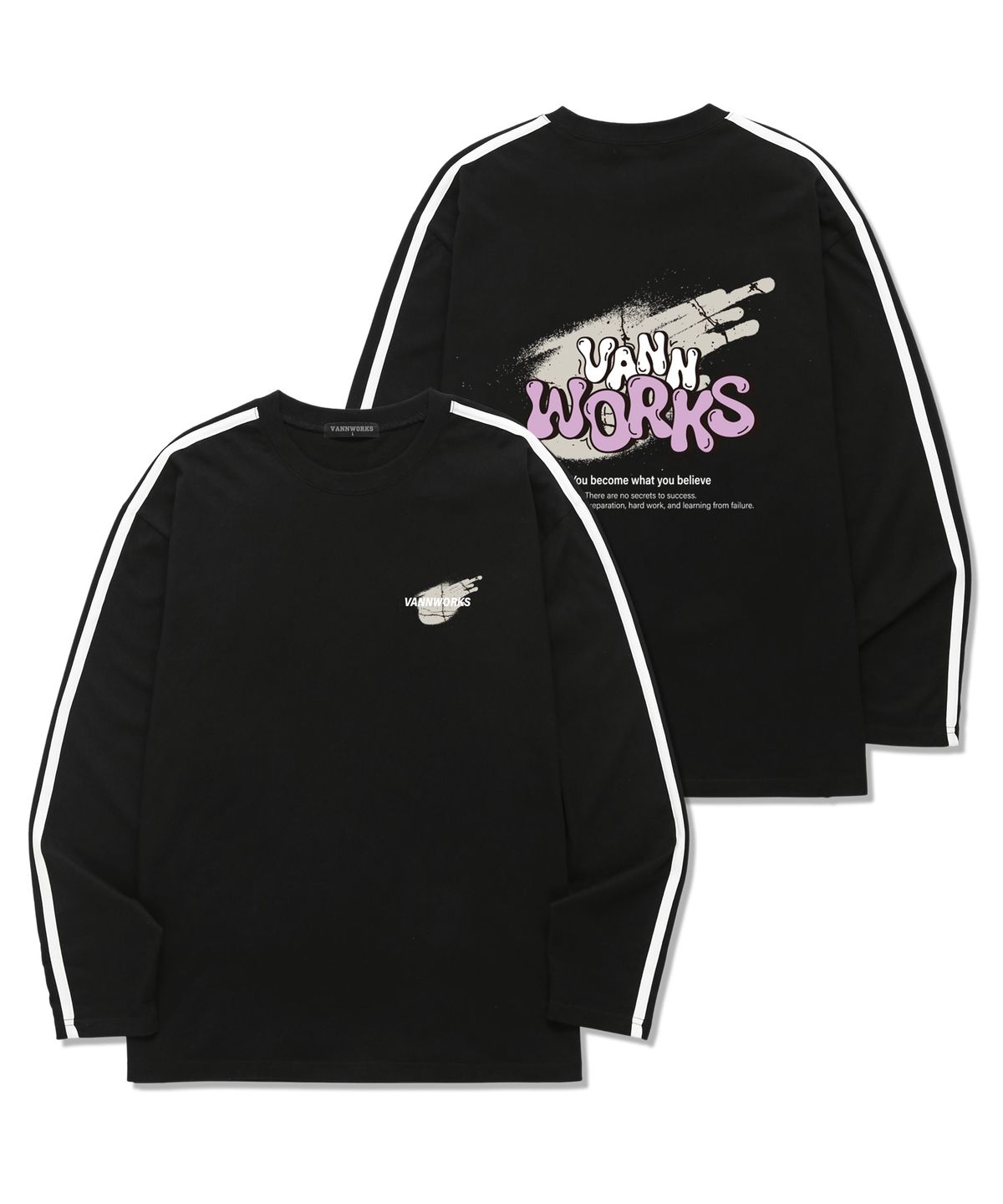 밴웍스(VANNWORKS) Gravity Logo 소매 테잎 롱슬리브 (VLS0063) 블랙