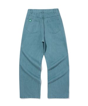 Baggy faded denim pants [peacock blue]