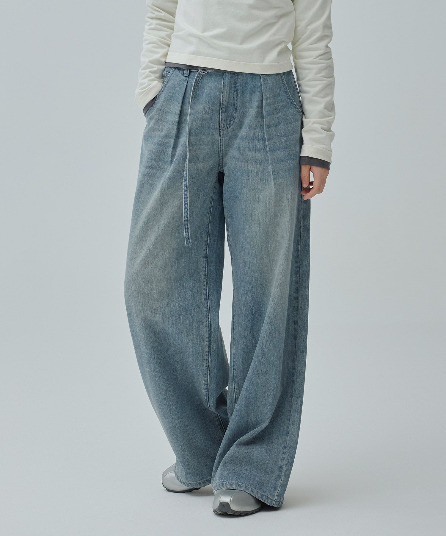 ☆人気☆【COVERNAT】☆WIDE DENIM PANT.S☆デニムパンツ☆ MUSINSA公式 | COVERNAT WOMAN Women's Belted Wide Denim Pants
