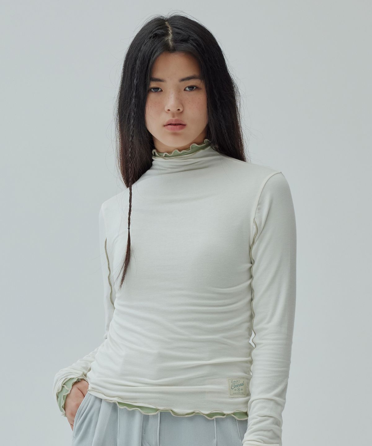 커버낫 우먼(COVERNAT WOMAN) 우먼 라이닝 터틀넥 롱슬리브 Ivory