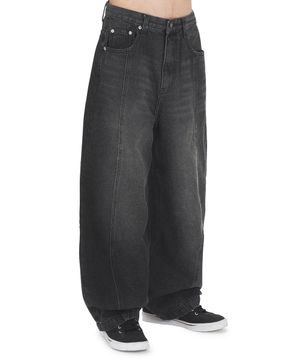 STITCHED WIDE VOLUME PANTS - BLACK
