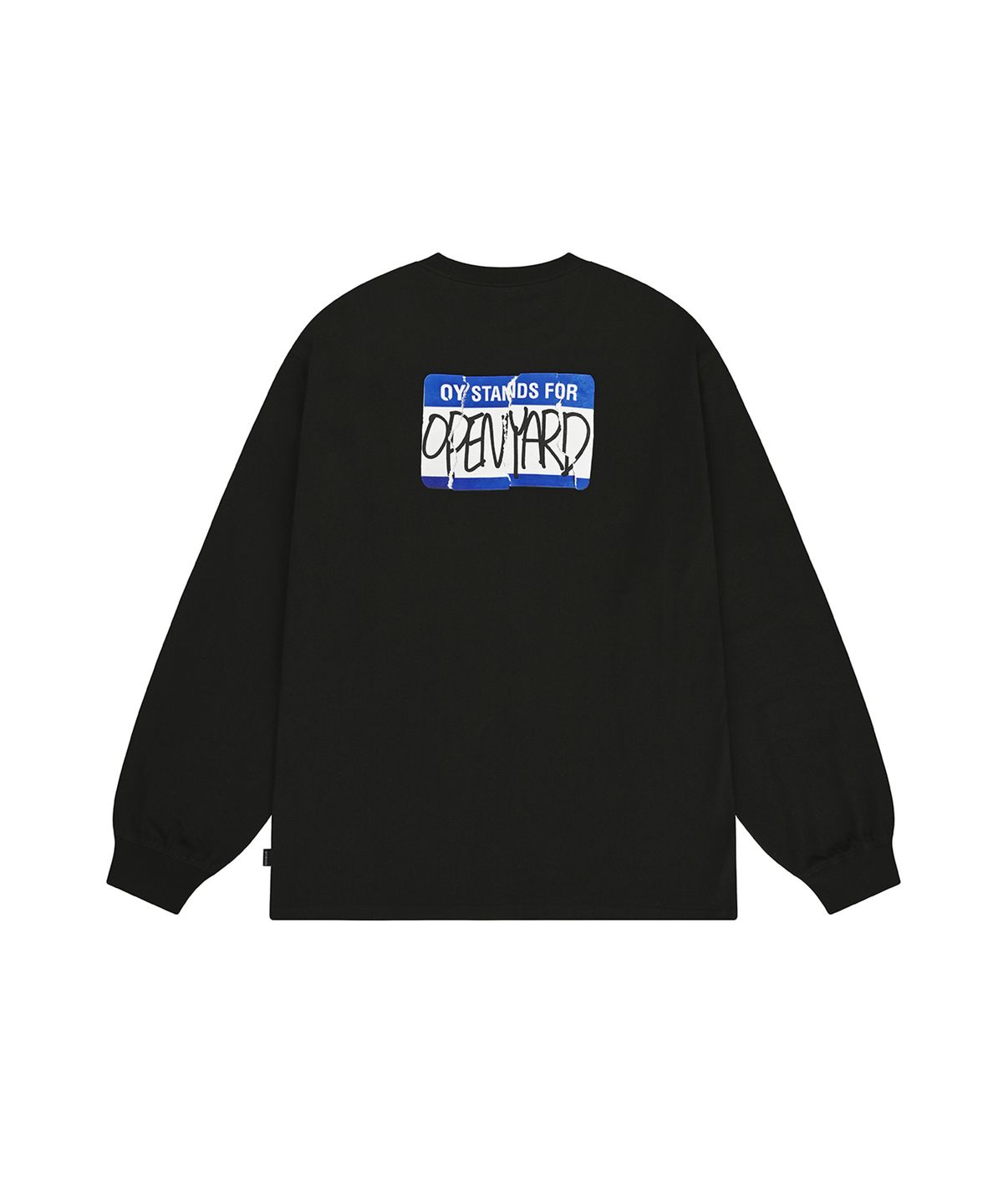 오픈야드(오와이)(OPENYARD(OY)) TORN NAME TAG LONG SLEEVE - BLACK