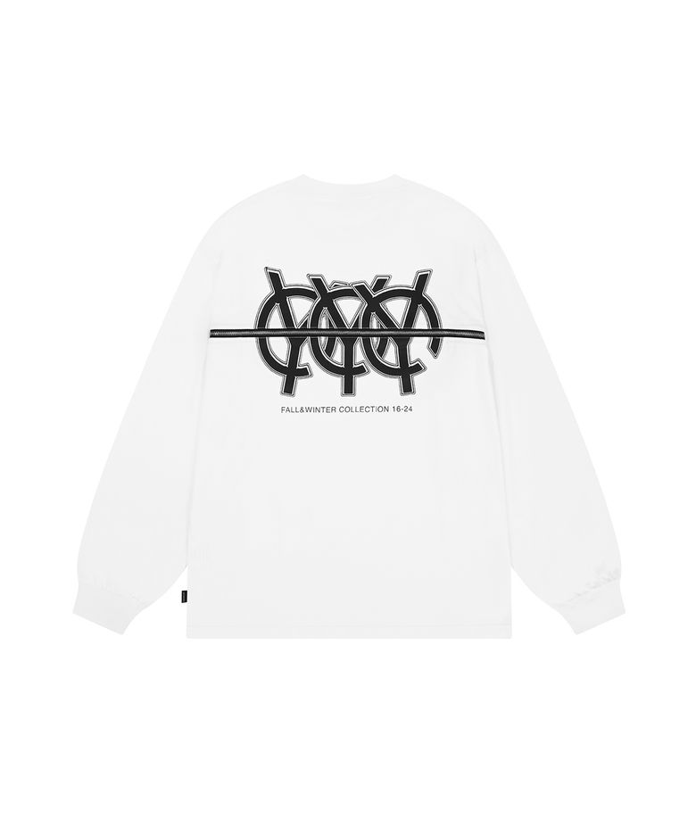 TRIPLE LOGO BACK ZIPPER LONG SLEEVE - WHITE