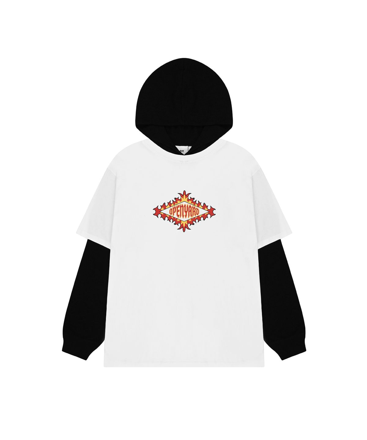 오픈야드(오와이)(OPENYARD(OY)) WAFFLE LAYERED HOODED LONG SLEEVE - WHITE