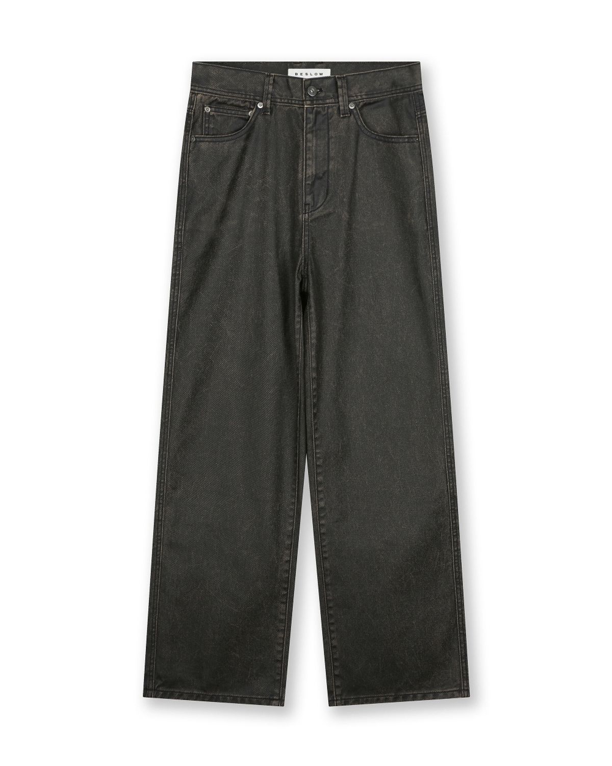 비슬로우(BESLOW) COATED DENIM PANTS BROWN BLACK