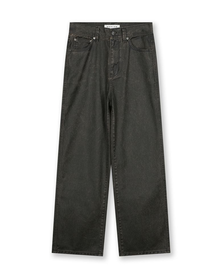 COATED DENIM PANTS BROWN BLACK
