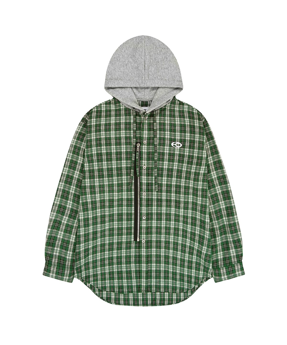 오픈야드(오와이)(OPENYARD(OY)) S.L CHECK ZIPPER HOODIE SHIRTS - GREEN