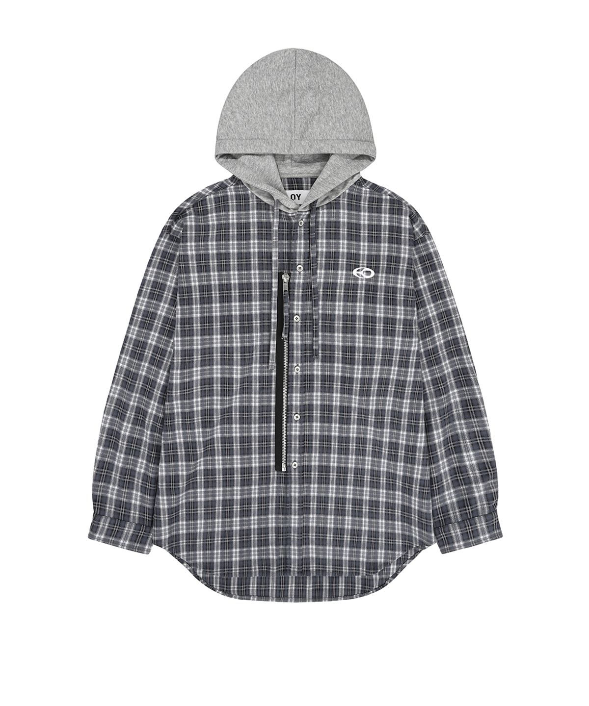오픈야드(오와이)(OPENYARD(OY)) S.L CHECK ZIPPER HOODIE SHIRTS - GREY