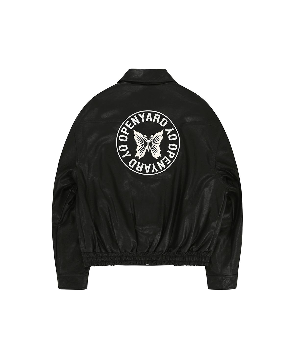 오픈야드(오와이)(OPENYARD(OY)) BUTTERFLY VEGAN LEATHER JACKET - BLACK