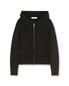 OVERSIZED HOOD KNIT ZIP UP BLACK BROWN