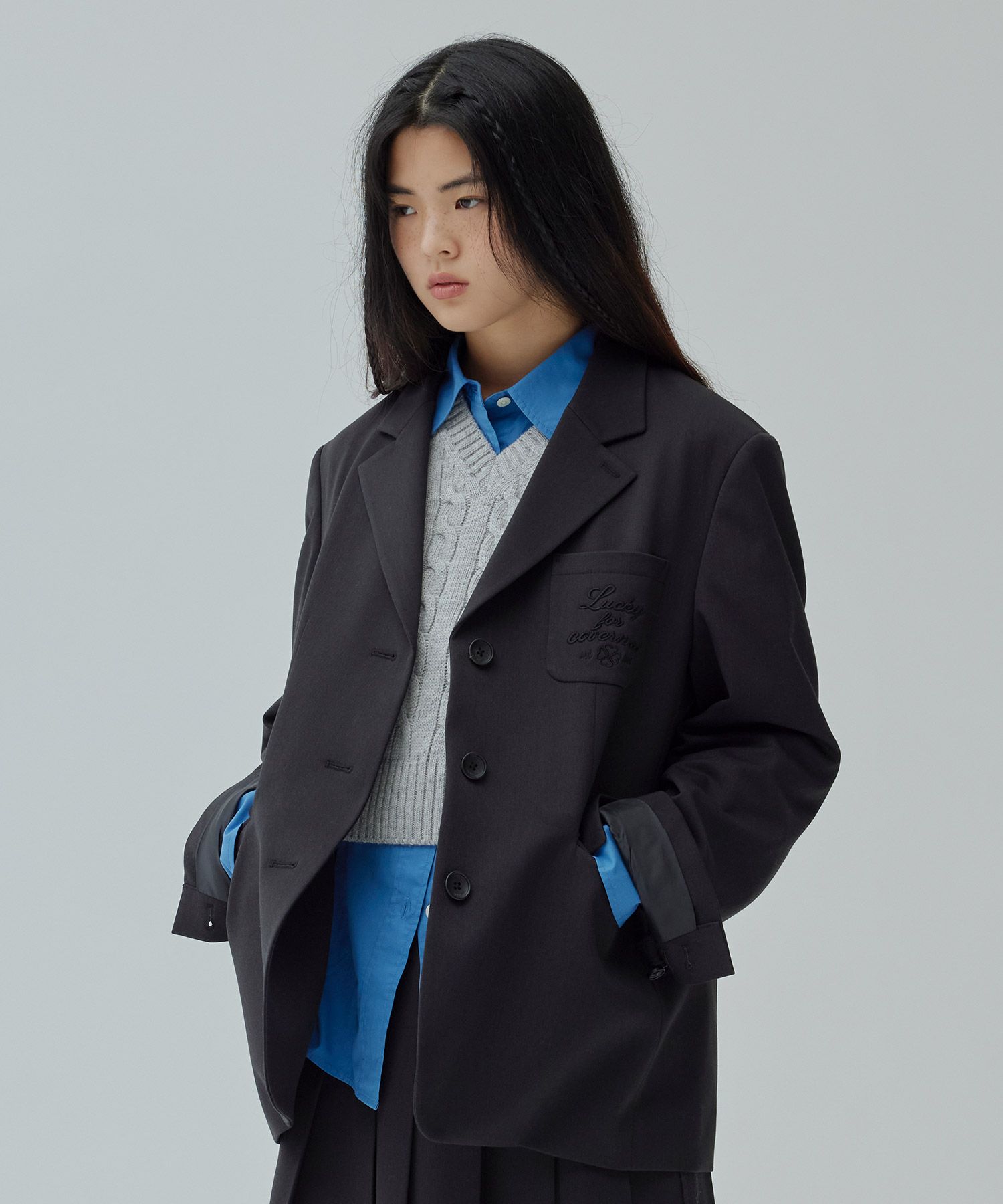 ジャケット COVERNAT (W) CLASSIC SINGLE JACKET 4NY091 MUSINSA | COVERNAT WOMAN Women's Classic Single Jacket Charcoal