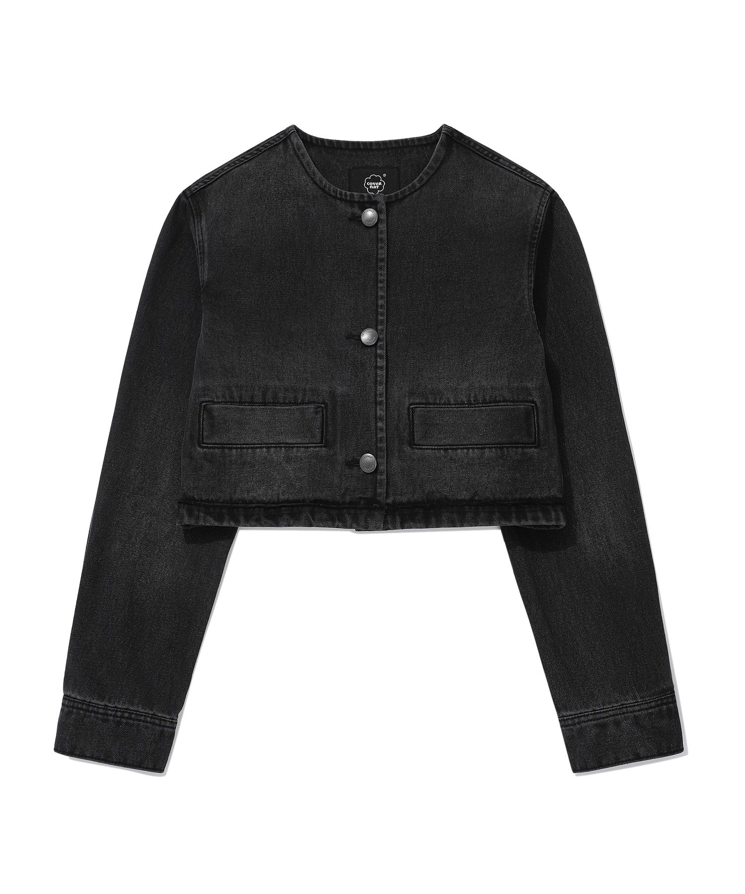 COVERNAT ♥cropped collarless denim jacket/追跡付 MUSINSA | COVERNAT WOMAN Women's Crop Collarless Denim