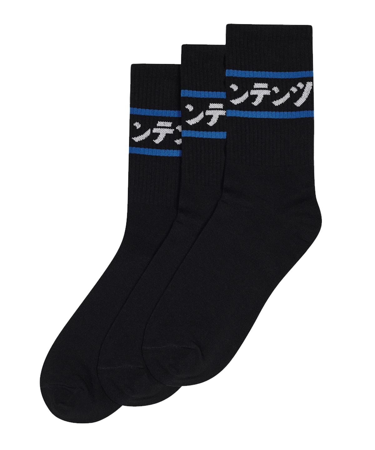 리플레이컨테이너(REPLAY CONTAINER) [3PACK] blue line socks (black)