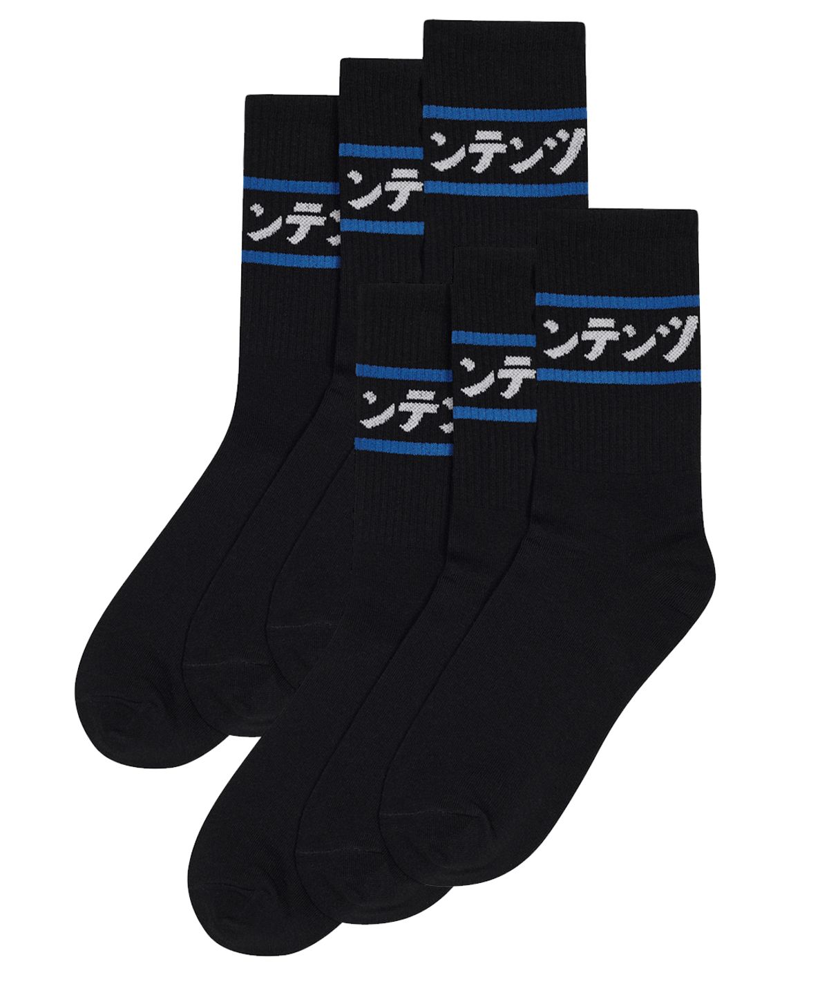 리플레이컨테이너(REPLAY CONTAINER) [6PACK] blue line socks (black)