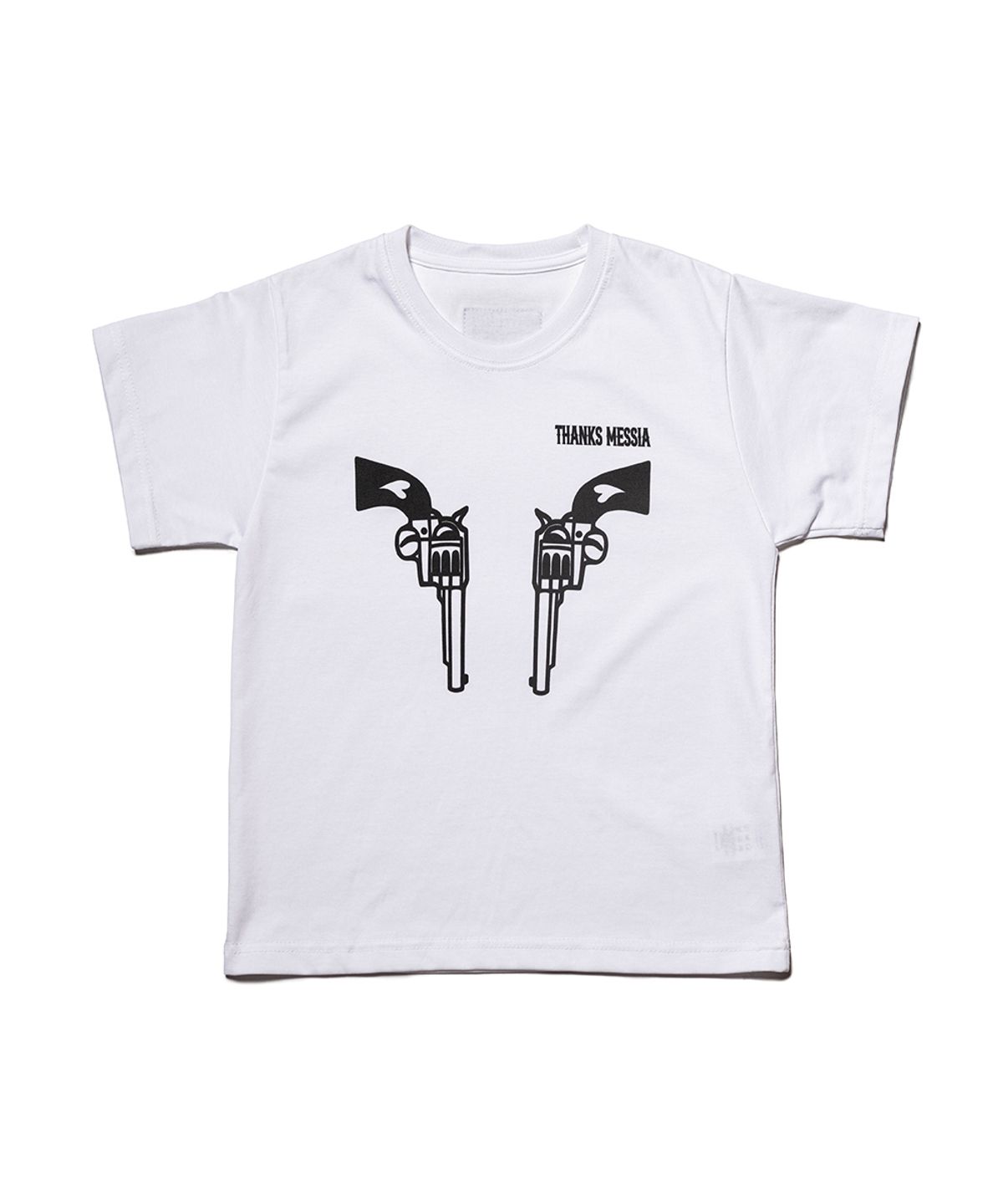 땡스메시아(THANKS MESSIA) ARCHIVE REVOLVER CROP TSHIRT-WHITE