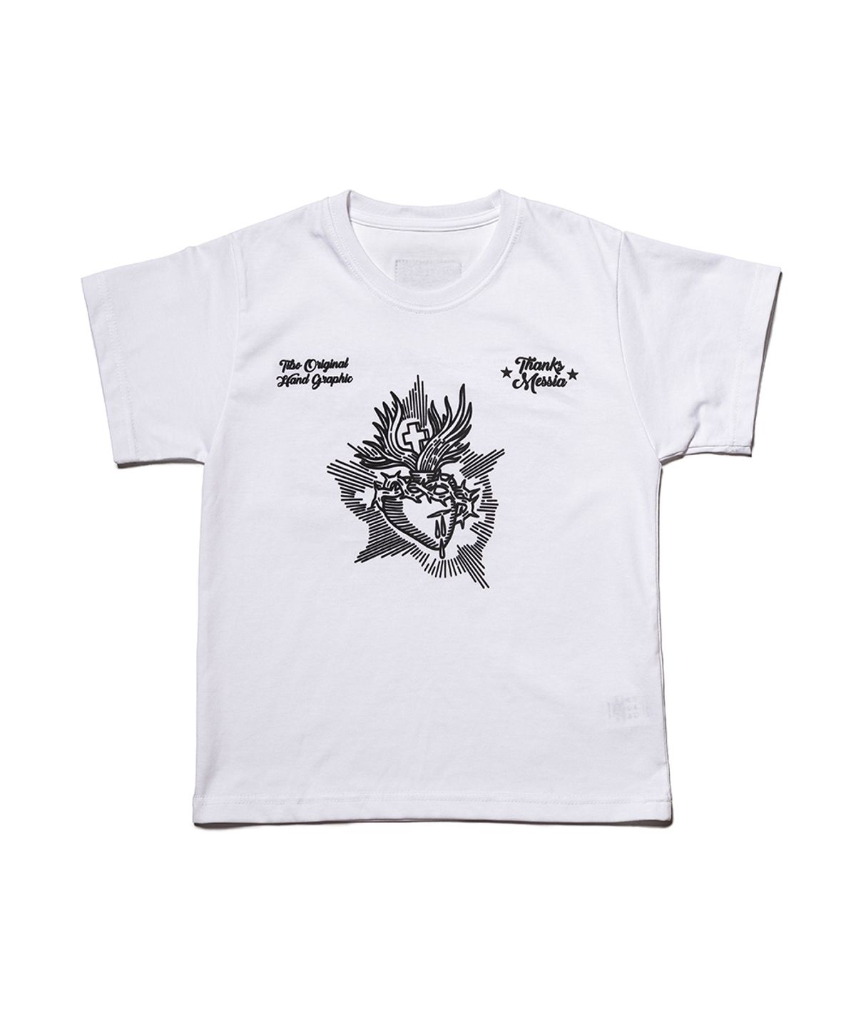 땡스메시아(THANKS MESSIA) ARCHIVE HEART CROP TSHIRT-WHITE