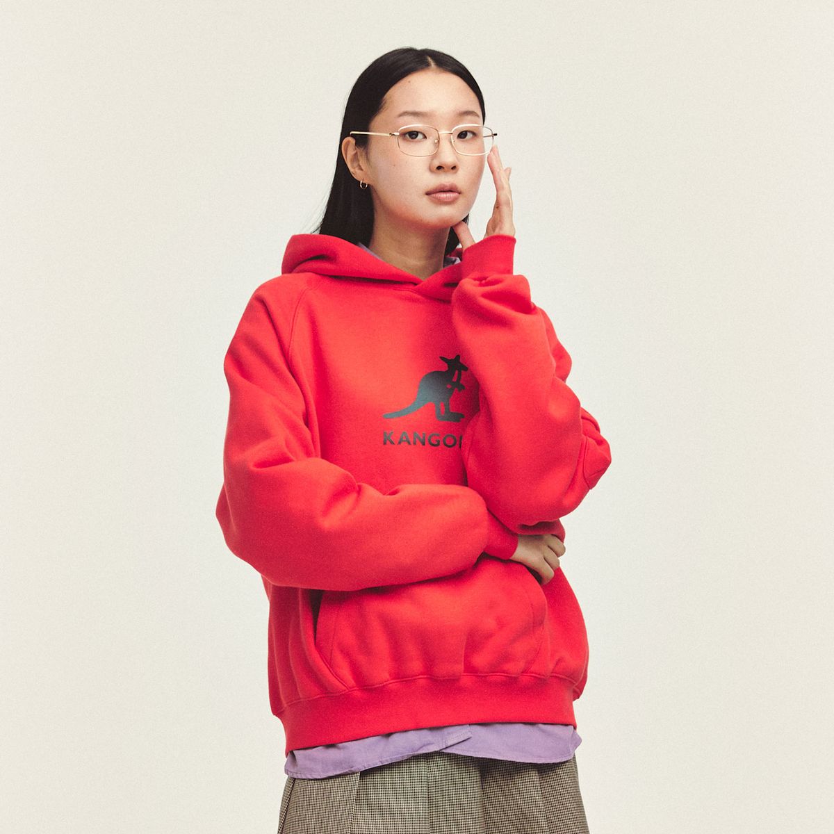 캉골(KANGOL) 그라데이션 로고 후디 5148 핑크