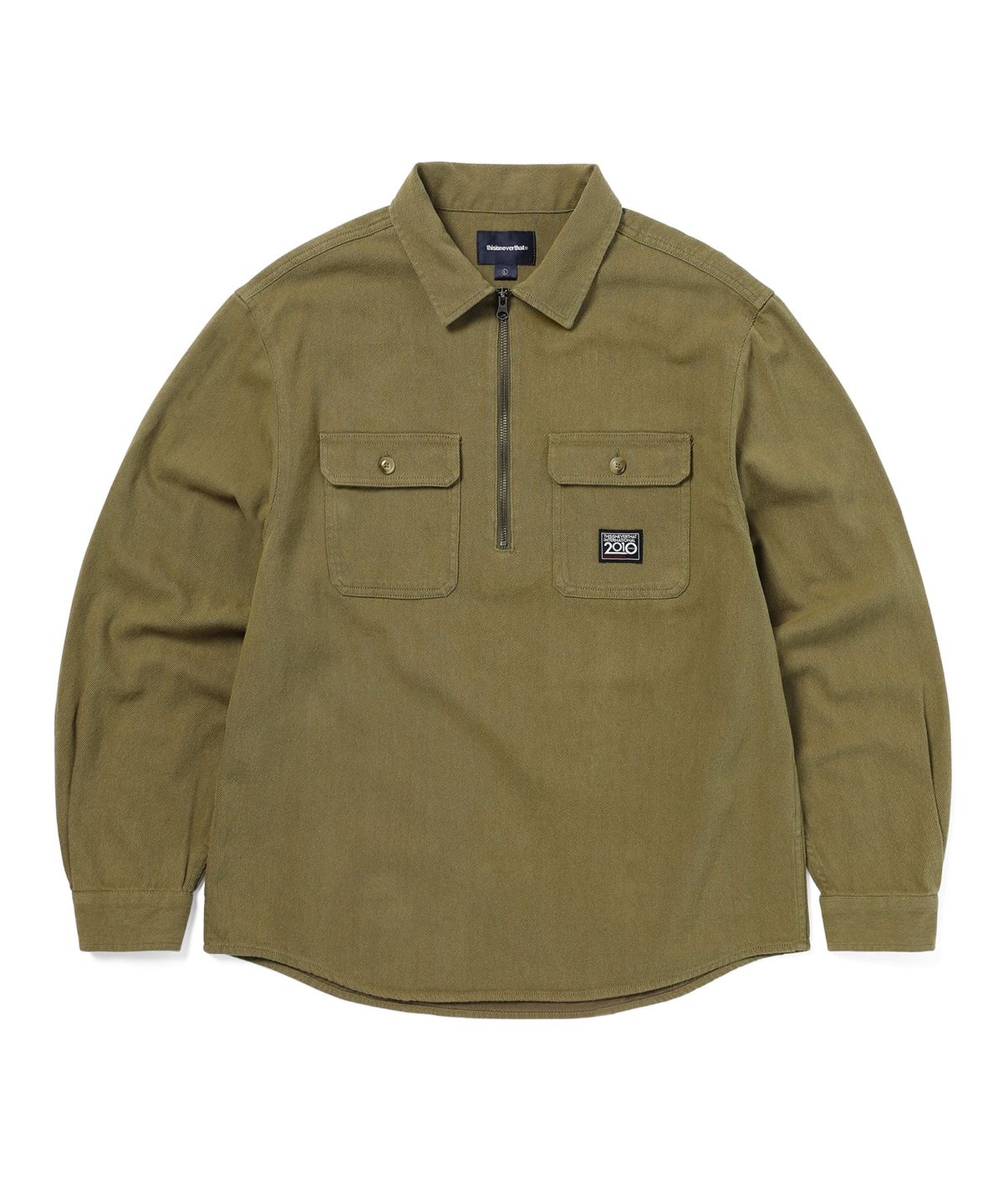디스이즈네버댓(THISISNEVERTHAT) Half Zip Shirt Olive