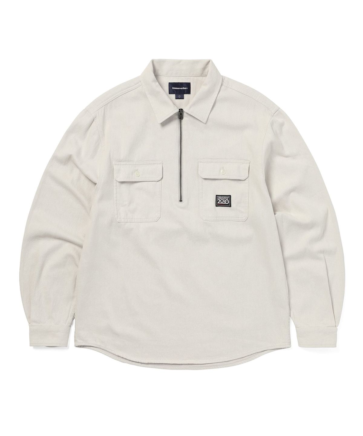 디스이즈네버댓(THISISNEVERTHAT) Half Zip Shirt Ivory