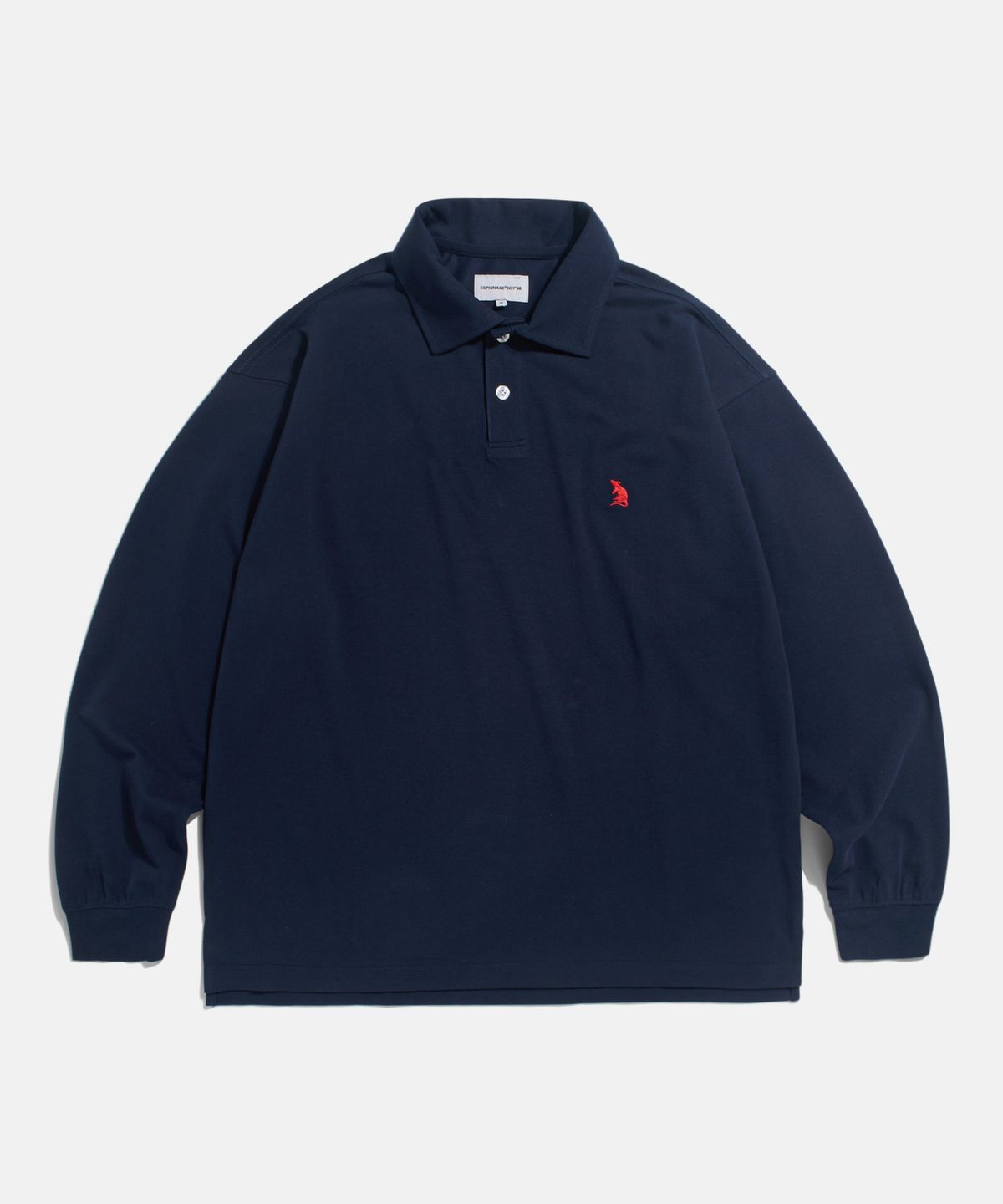에스피오나지(ESPIONAGE) Over LS Pique Polo Shirt Navy