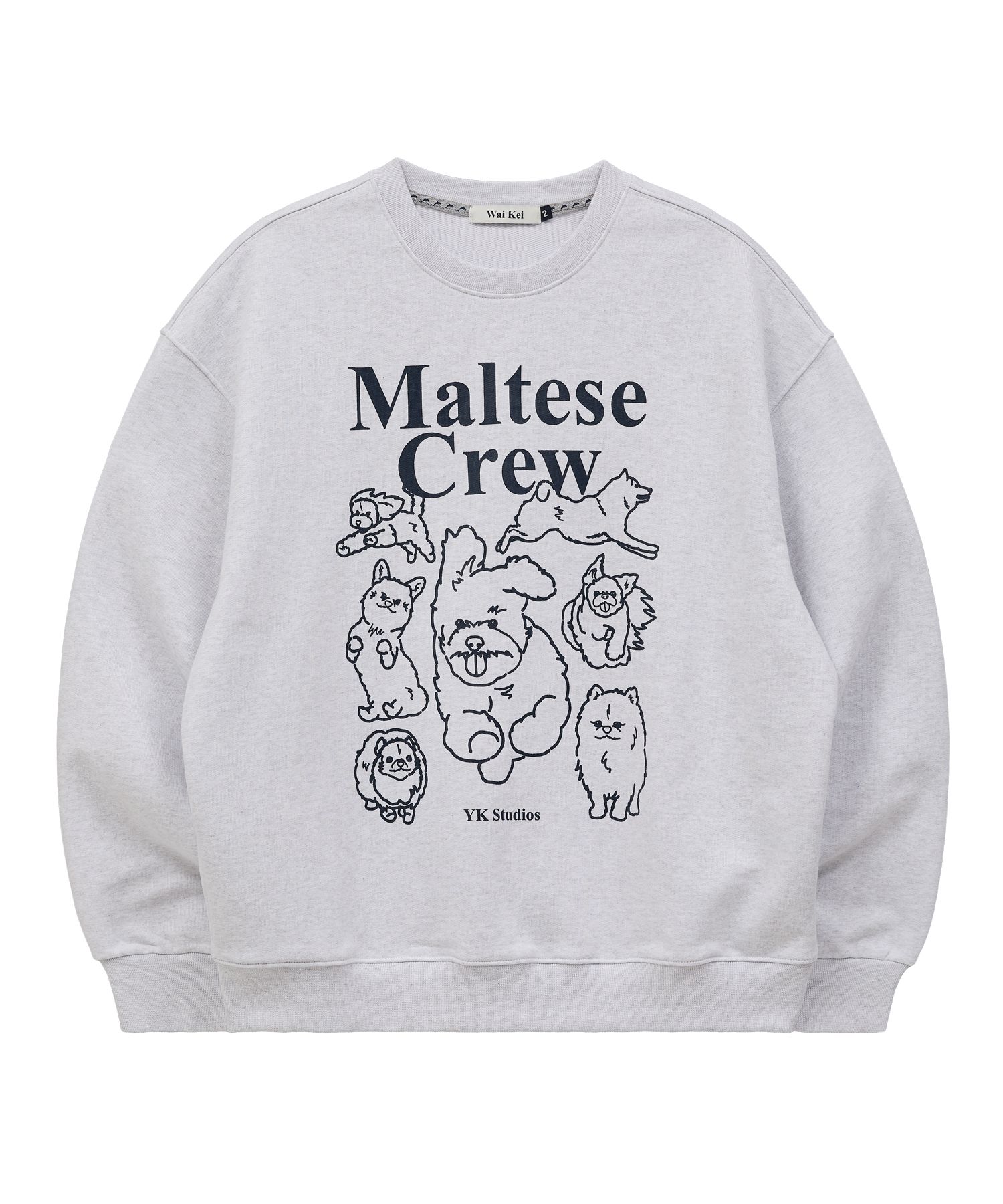MUSINSA | WAI KEI Maltese Crew Line Graphic Sweatshirt