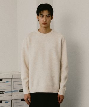 워셔블 래글런 라운드 풀오버 [베이지]