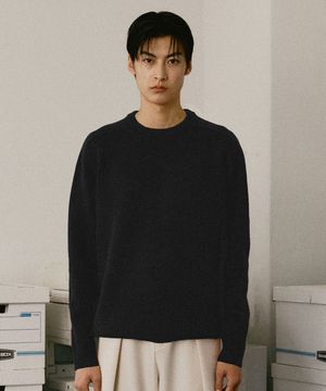 워셔블 래글런 라운드 풀오버 [블랙]