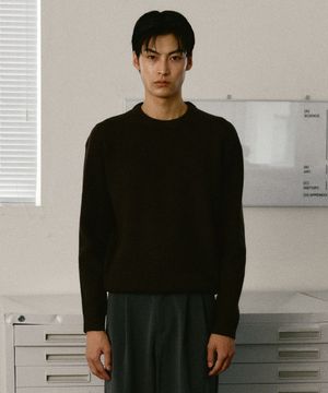 하찌 라운드 니트 풀오버 [브라운]