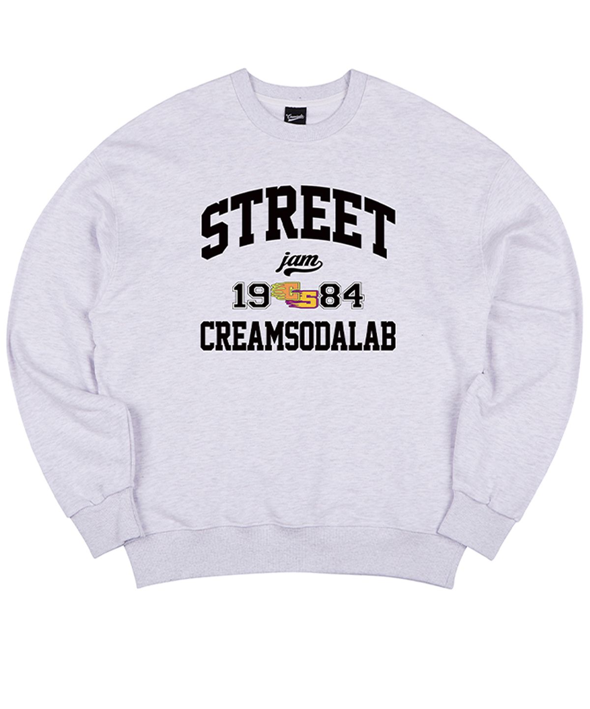 크림소다랩(CREAM SODA LAB) 스트릿 잼 1984 라이트 그레이 블랙 맨투맨