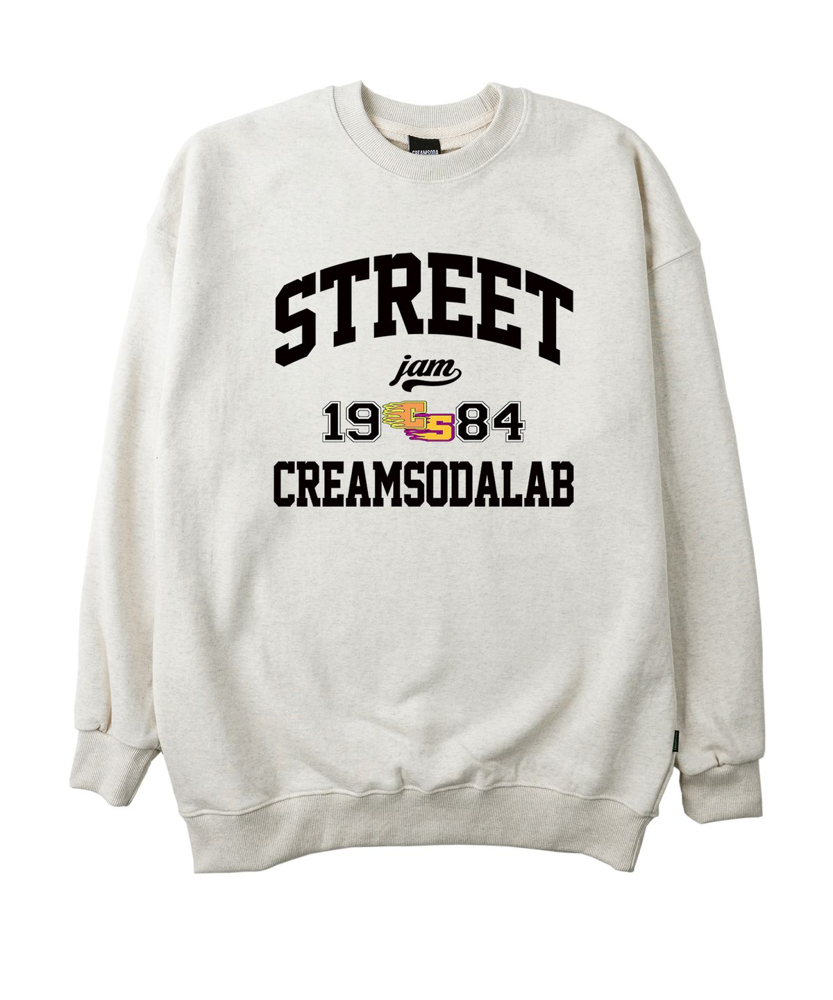크림소다랩(CREAM SODA LAB) 스트릿 잼 1984 오트밀 블랙 맨투맨