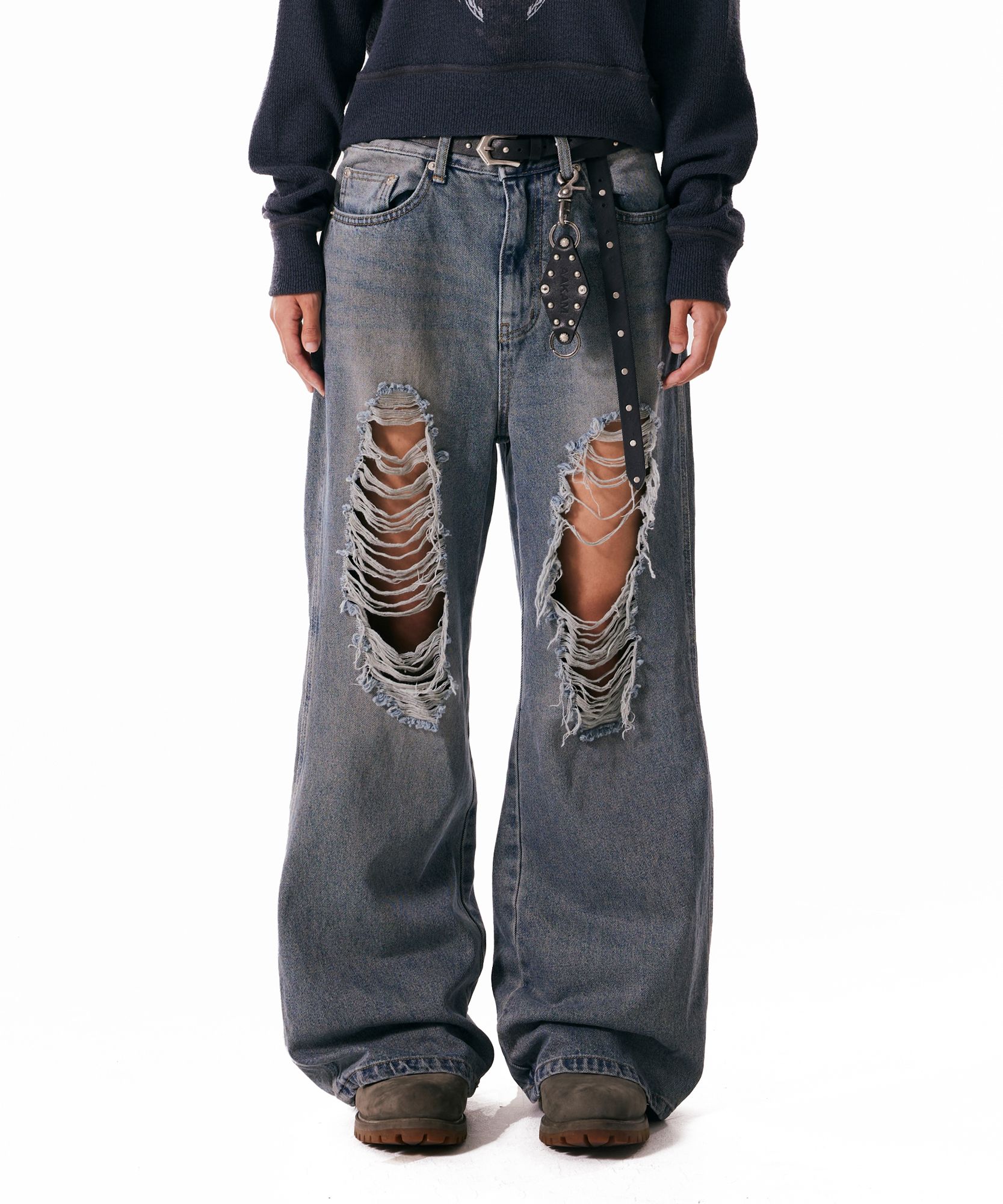 ◆AAKAM◆ Distressed Denim Pants Blue MUSINSA | AAKAM Distressed Denim Pants (Blue)