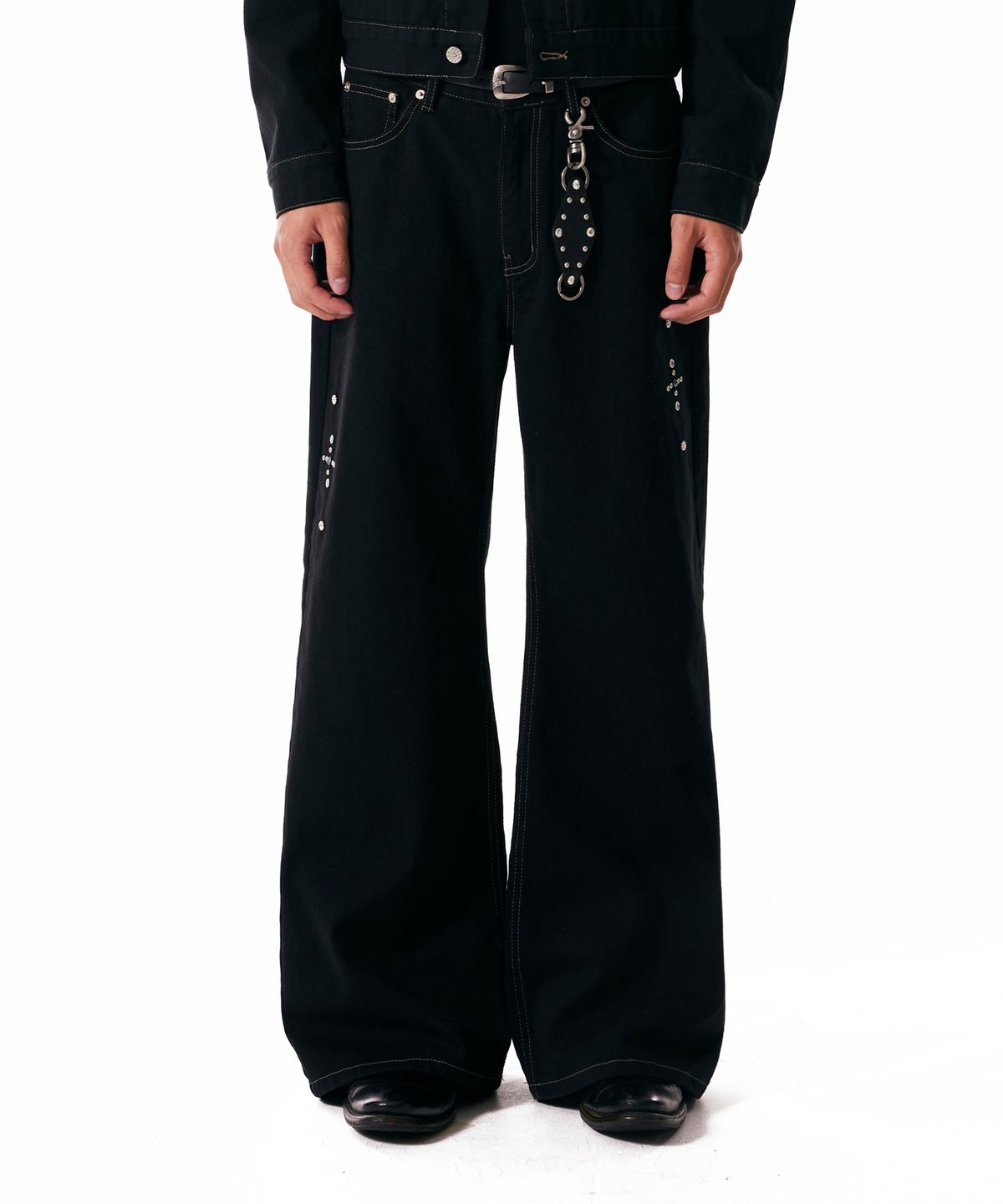 아캄(AAKAM) Western Studded Cotton Pants (Black)