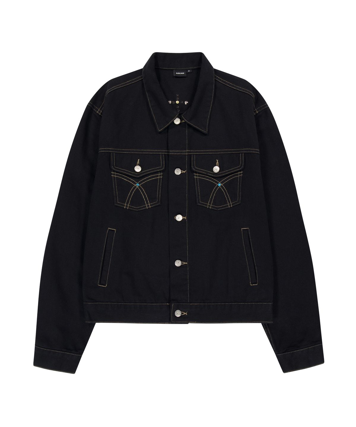 아캄(AAKAM) Western Studded Cotton Jacket (Black)