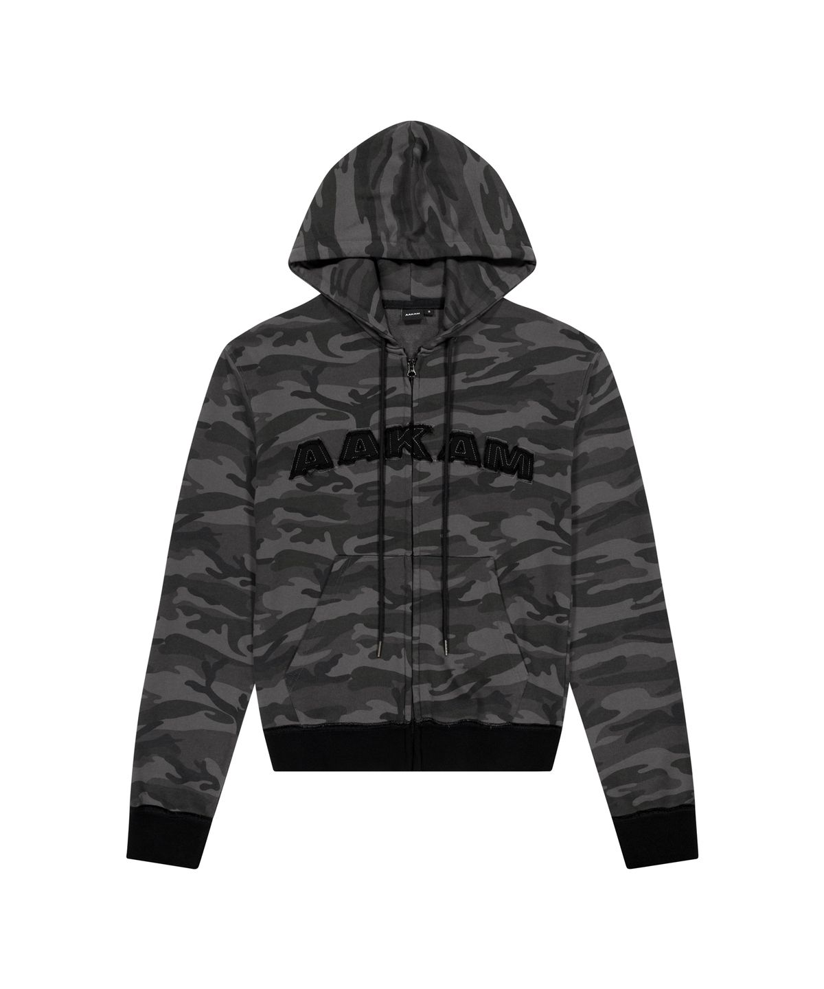 아캄(AAKAM) Contrast Logo Zip-up Hoodie (Black)