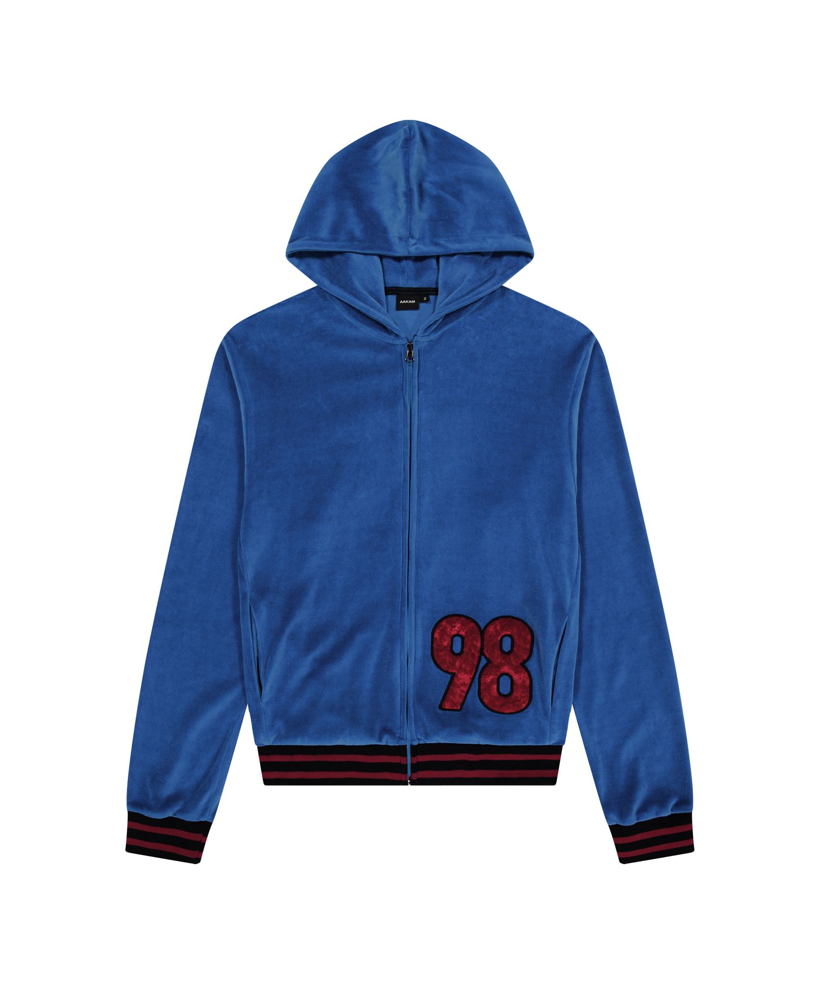 ◆24FW AAKAM 98 Patch Velour Zip-Up Hoodie/3色◆ MUSINSA | AAKAM 98 Patch Velour Zip-Up Hoodie (Blue)