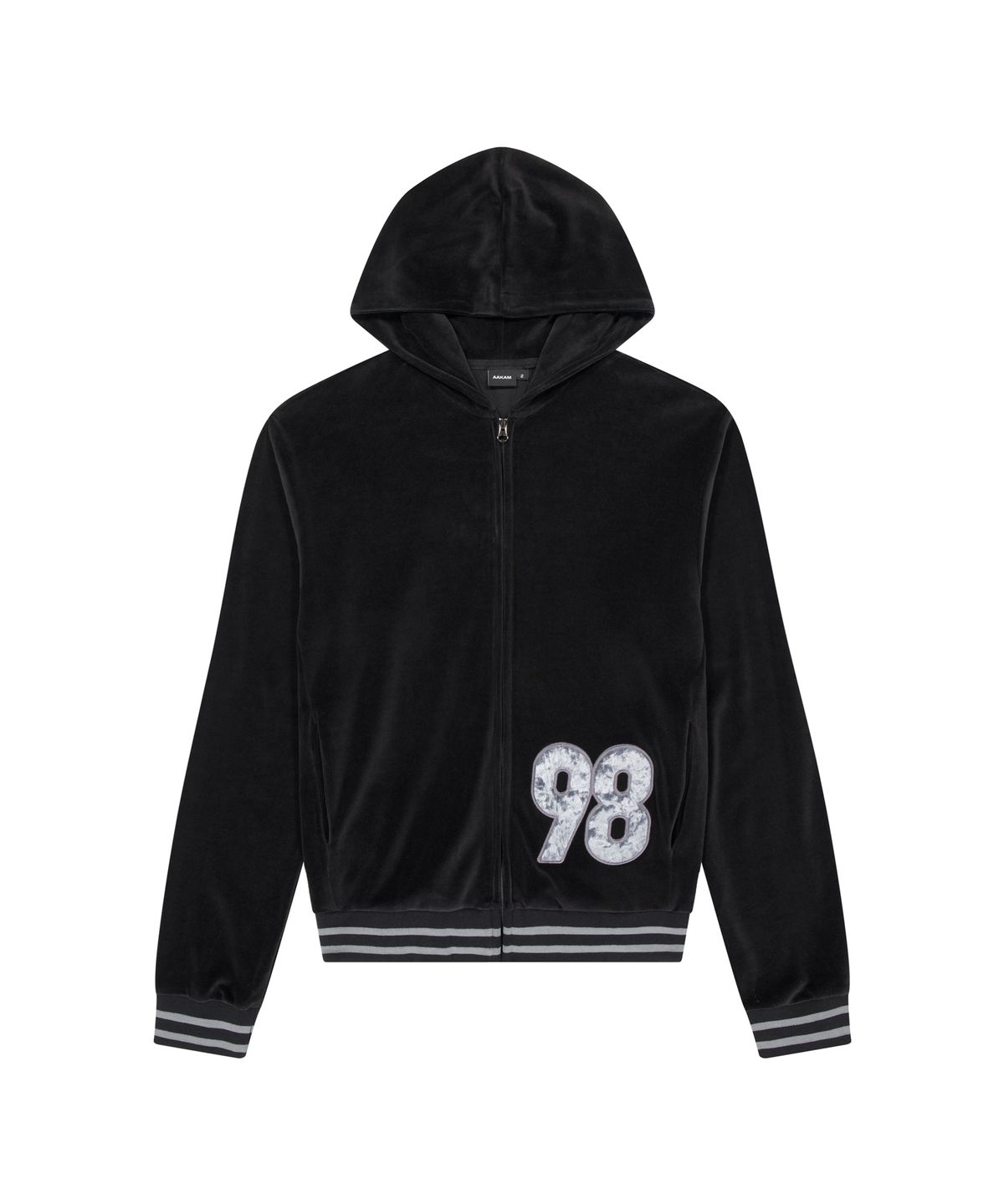 아캄(AAKAM) 98 Patch Velour Zip-Up Hoodie (Black)