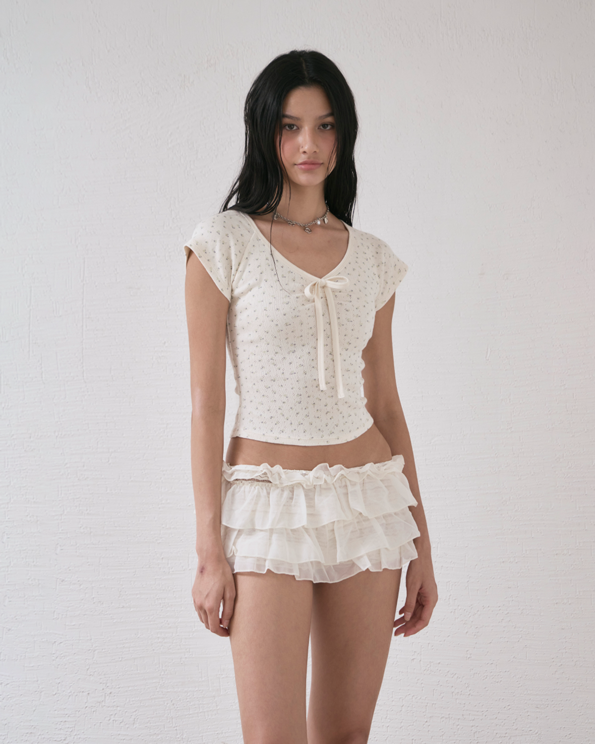 서울리(SEOULI) WILDFLOWER FITTED TOP [VANILLA]
