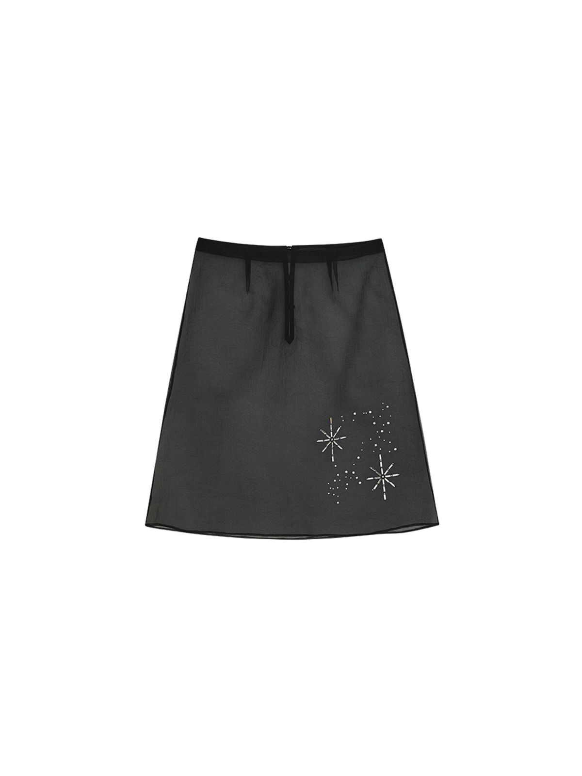 솔티페블(SALTY PEBBLE) GLITTERING GEM OGANZA SKIRT [BLACK]
