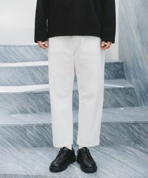 루즈핏 밴딩 테이퍼드 데님 팬츠 BK8915_아이보리