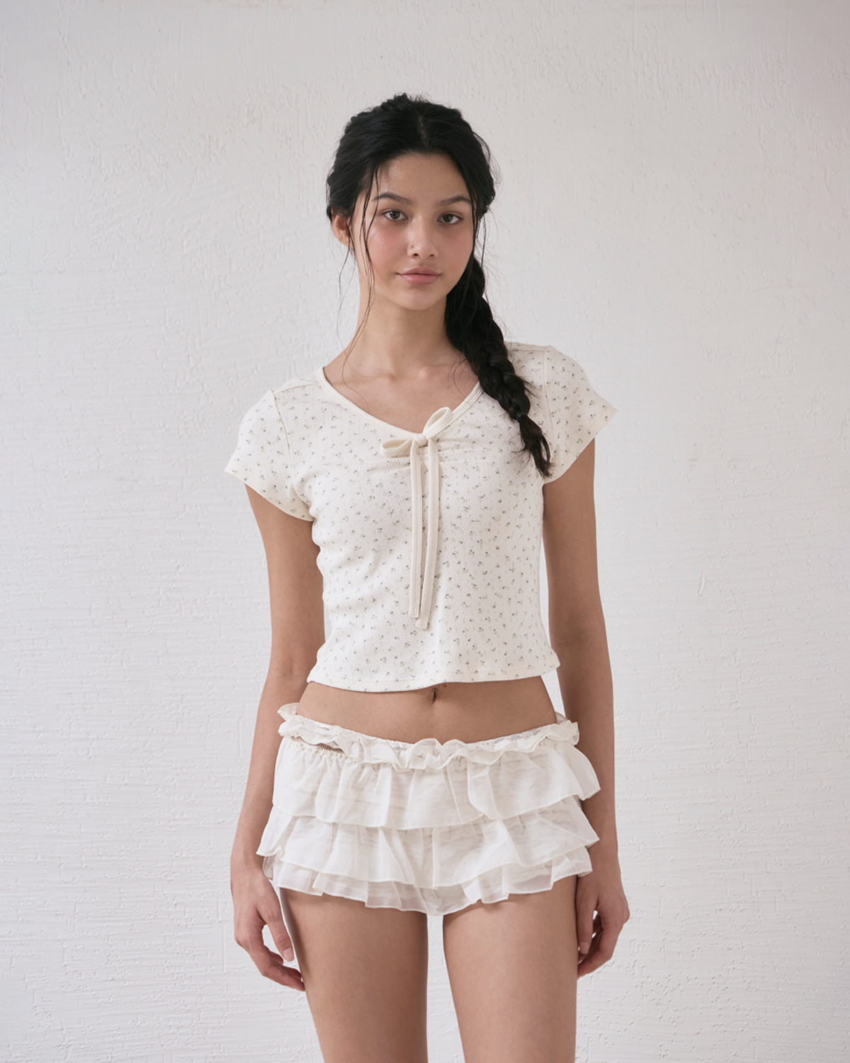 서울리(SEOULI) WILDFLOWER BASIC CROP TOP [VANILLA]