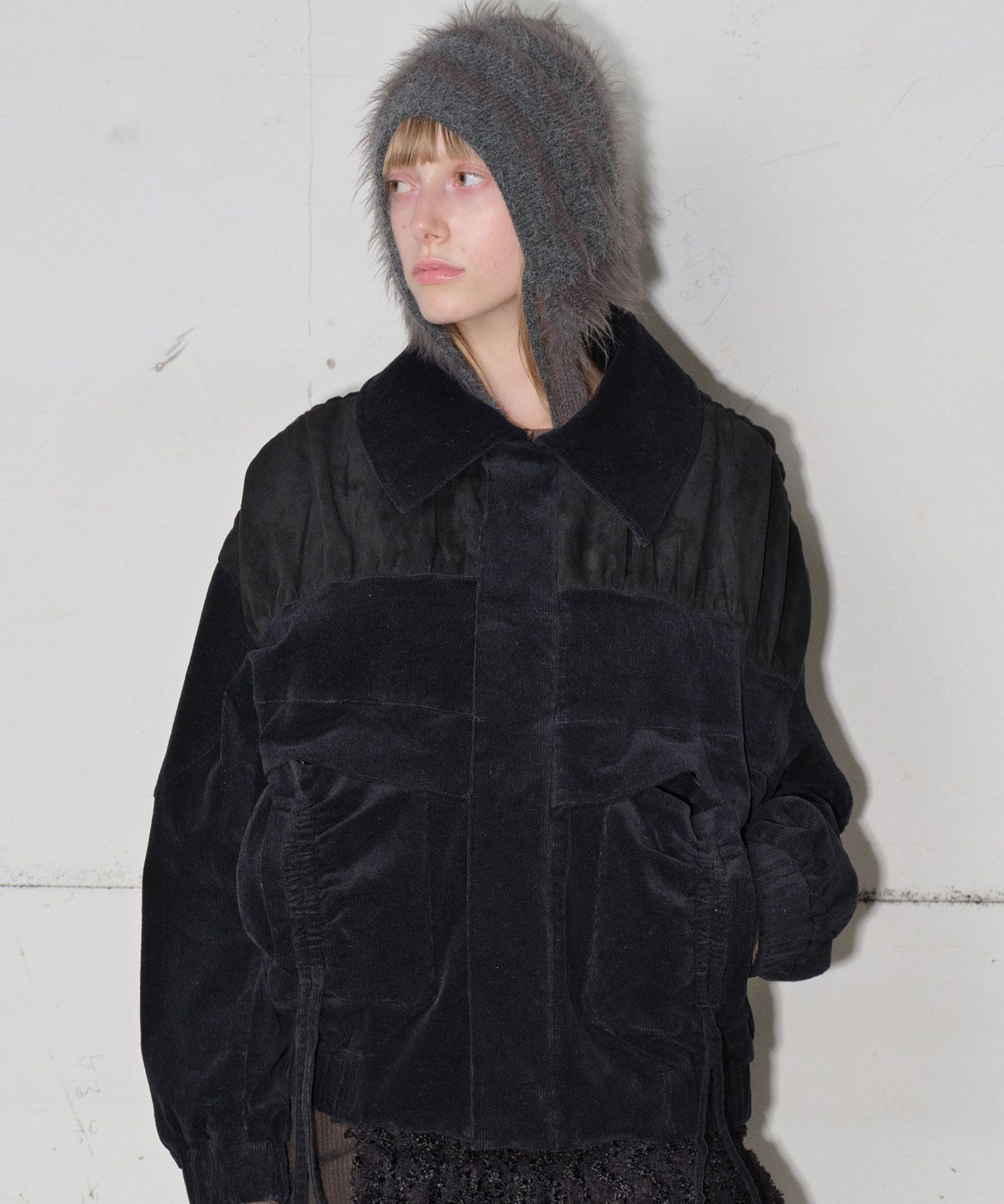 MUSINSA公式 | TYPESERVICE Mixed Shirring Jumper [Black]