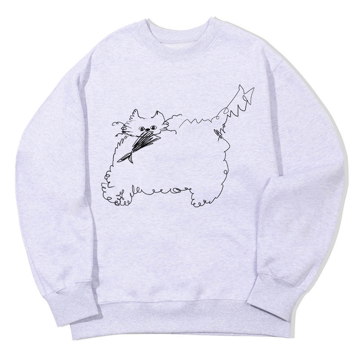 어썸어스(AWESOMEUS) CAT BITING A FISH SWEAT SHIRTS_3 COLOR