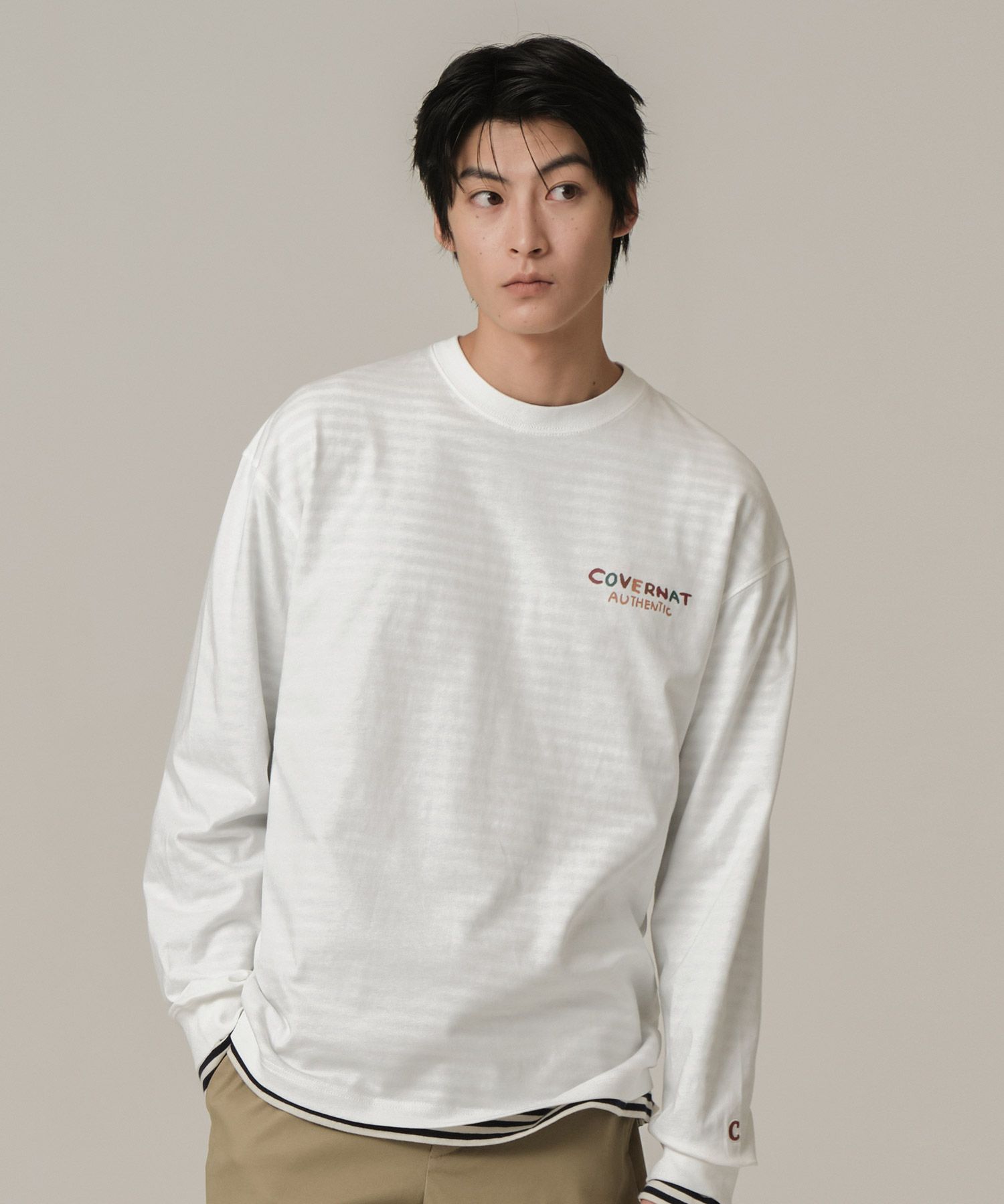 MUSINSA | COVERNAT Iceland Line Graphic Long Sleeve White