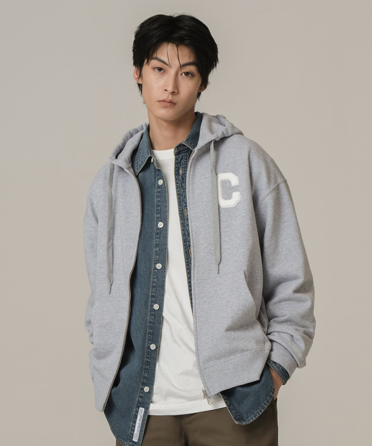 パーカー・フーディ COVERNAT C Logo Fleece Hoodie Melange Grey MUSINSA | COVERNAT C Logo Hoodie Melange Gray