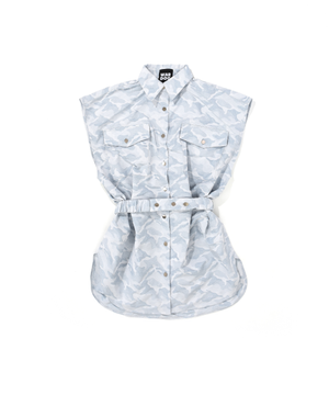 카모플라쥬 셔츠 드레스 파스텔 블루