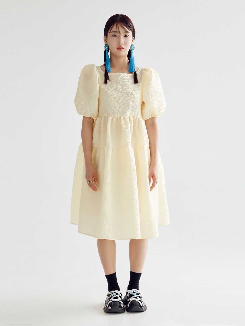 BOMNAL BOUTIQUE ■ Freesia Volume Puff Midi Dress MUSINSA | BOMNAL BOUTIQUE Freesia Volume Puff Midi Dress