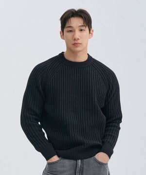 헤비코튼 크루넥 머슬 니트 (2color)