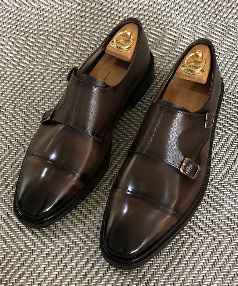 러셀 클래식 미들 어퍼빗살 몽크스트랩 다크브라운